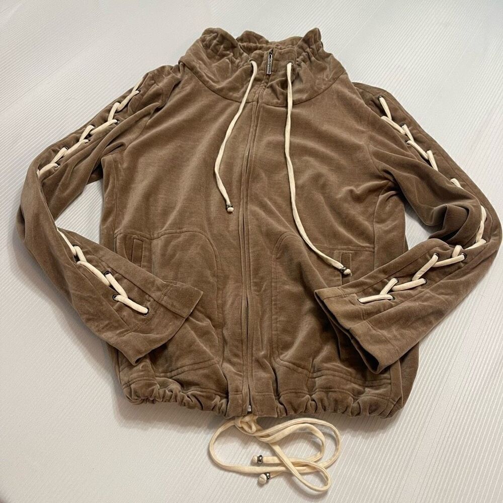 St. John Sport Brown Lace Up Jacket Size P